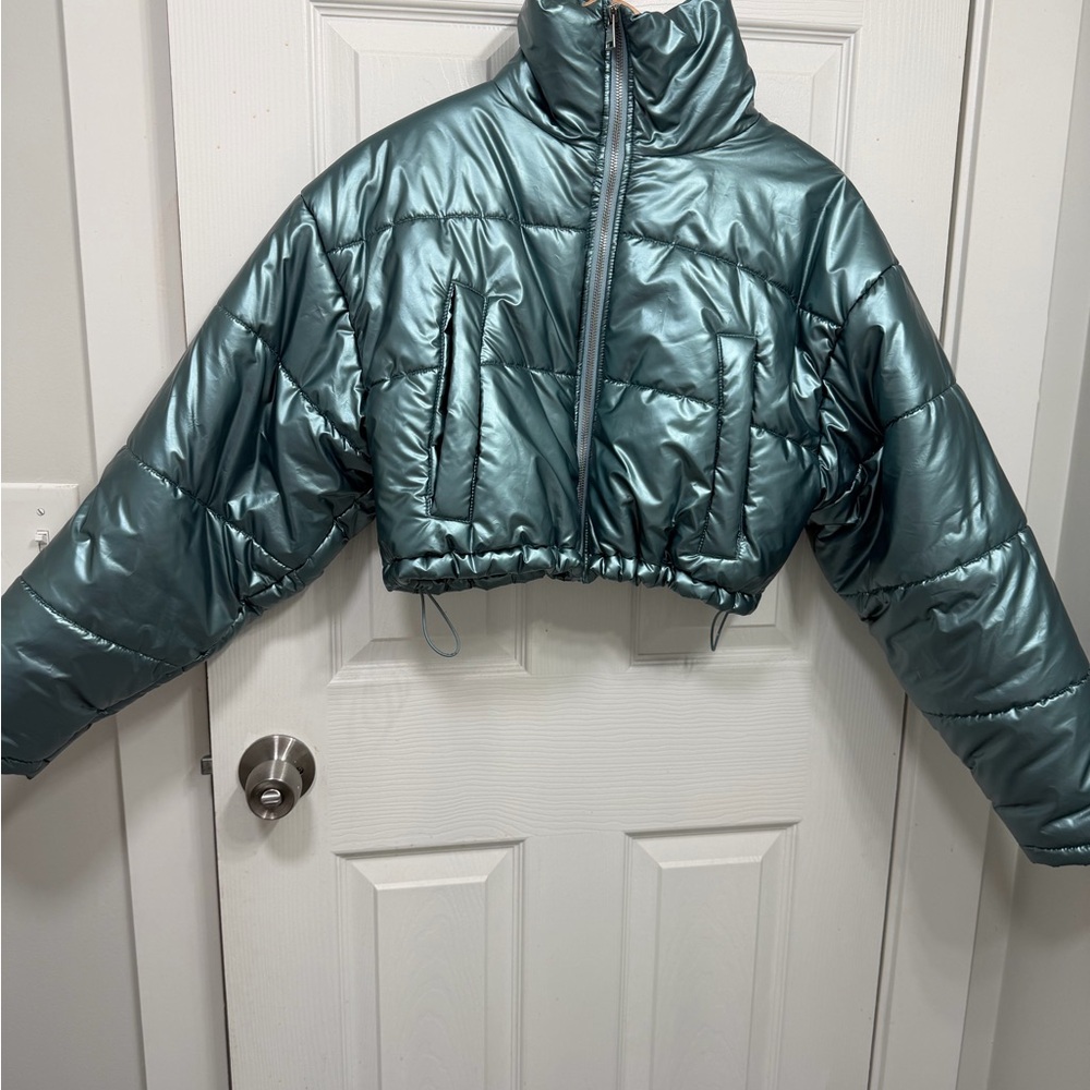 Urban Outfitters Metallic Blue Bomber Jacket
